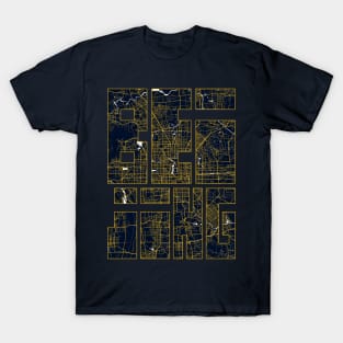 Beijing, China City Map Typography - Gold Art Deco T-Shirt